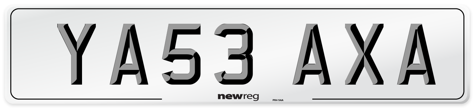 YA53 AXA Number Plate from New Reg